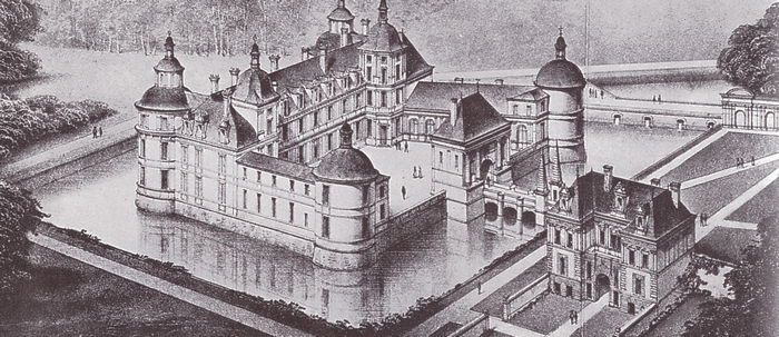 Le château de Tanlay au XIXe siècle - Tiré de l'ouvrage Deux Siècles de Vènerie à travers la France - H. Tremblot de la Croix et B. Tollu (1988)